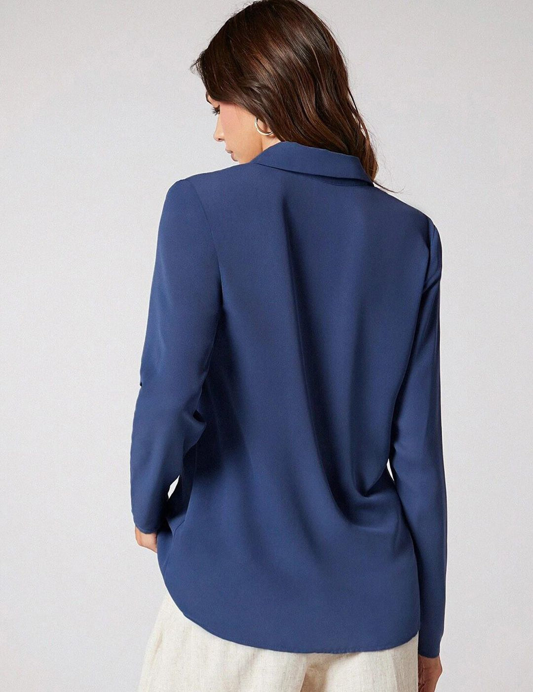 Kotty Navy Blue Modern Spread Collar Casual Shirt