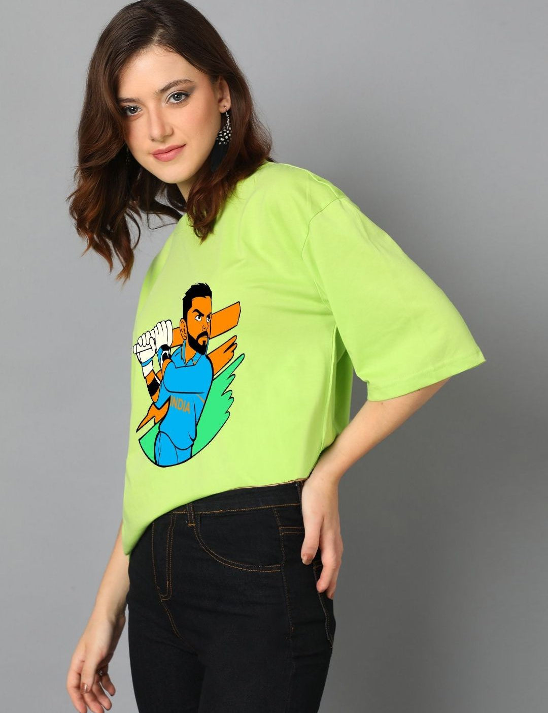 Kotty Women Graphic Printed Round Neck Cotton Oversized T-shirt