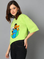 Kotty Women Graphic Printed Round Neck Cotton Oversized T-shirt