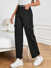 Kotty Women Black Jean Straight Fit High Rise Clean Look Stretchable Jeans