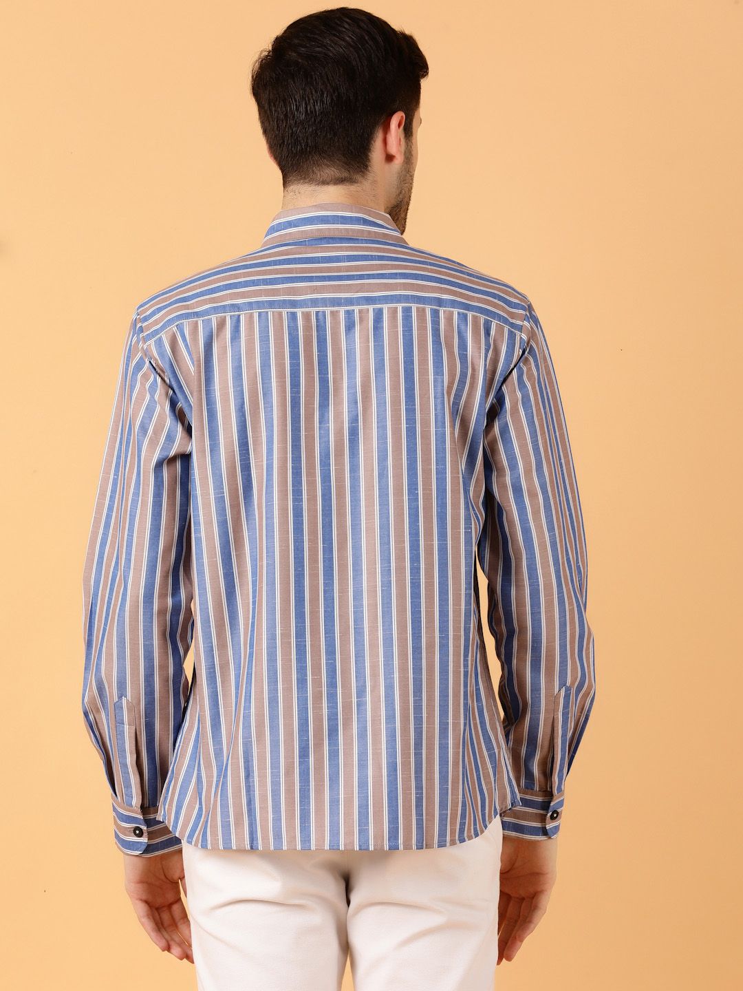 Kotty Men Relaxed Spread Collar Striped Casual Shirt