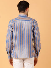 Kotty Men Relaxed Spread Collar Striped Casual Shirt