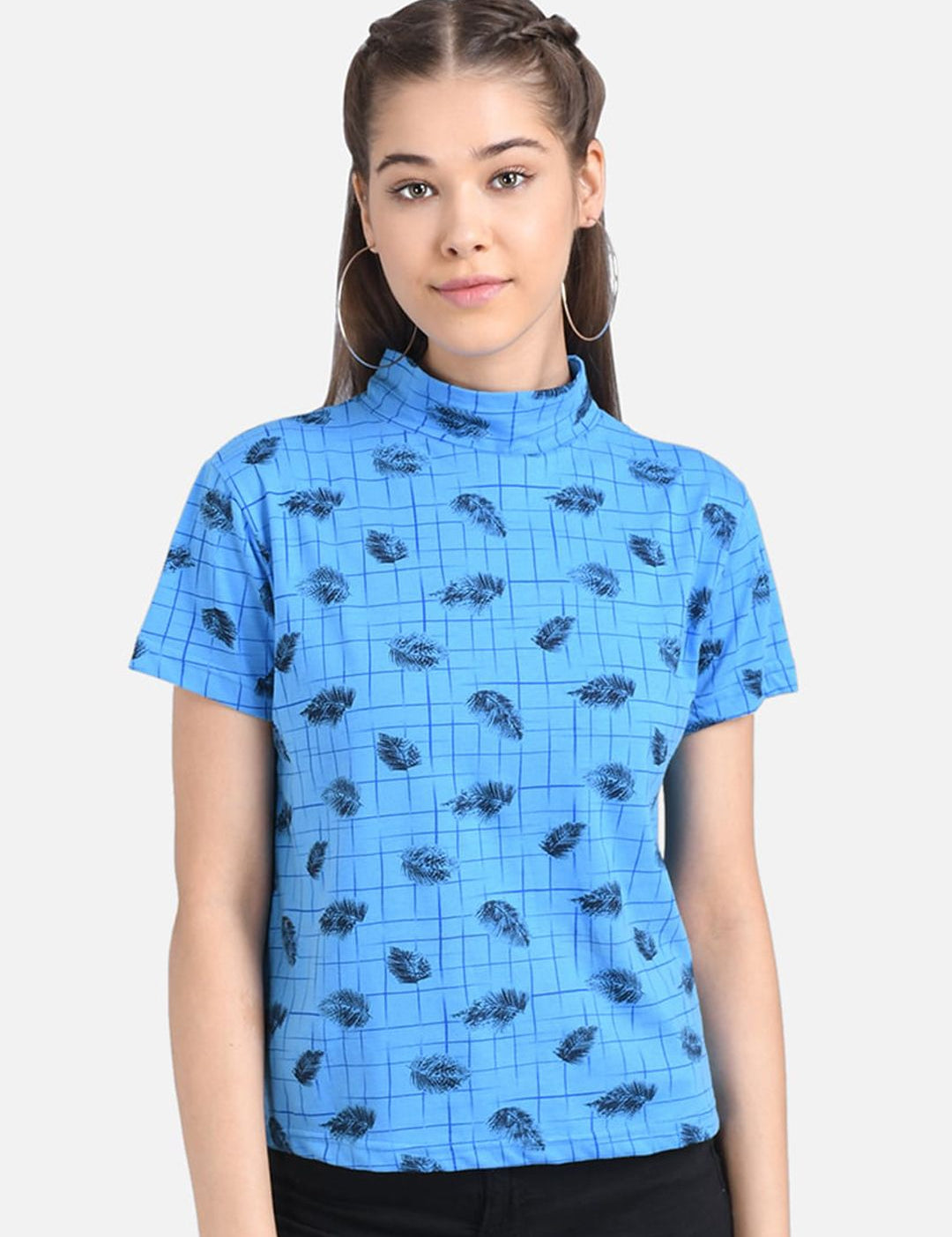 Kotty Women Blue Printed Pure Cotton Top