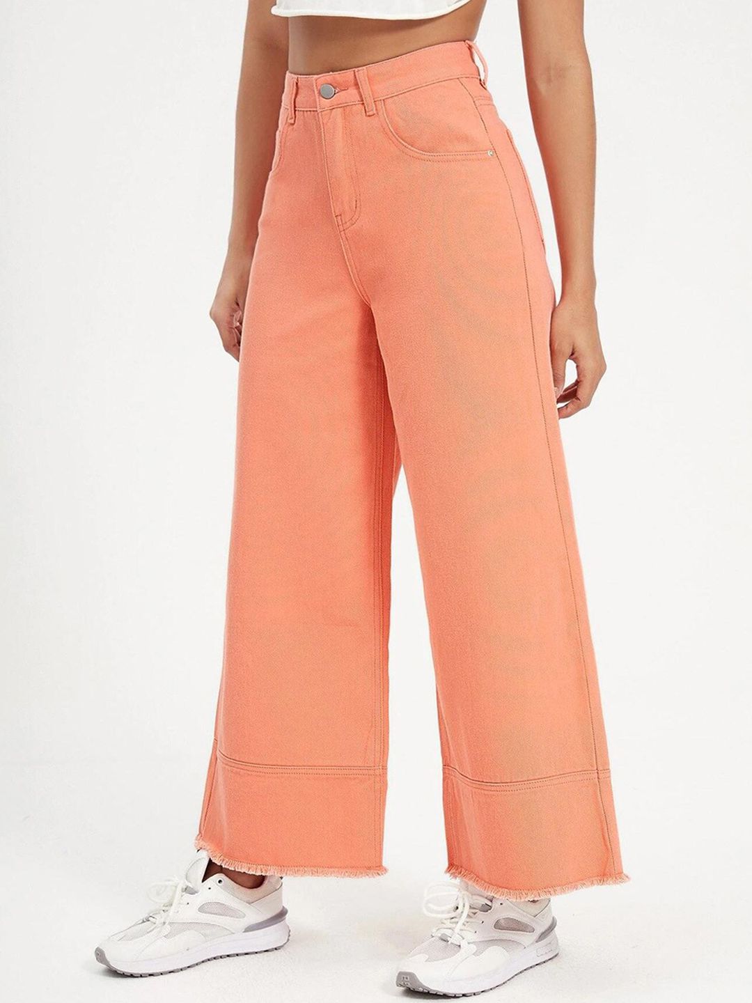 Kotty Women Orange Jean Flared High-Rise Stretchable Jeans