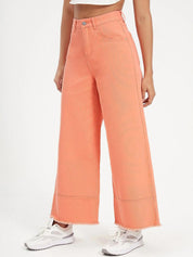 Kotty Women Orange Jean Flared High-Rise Stretchable Jeans