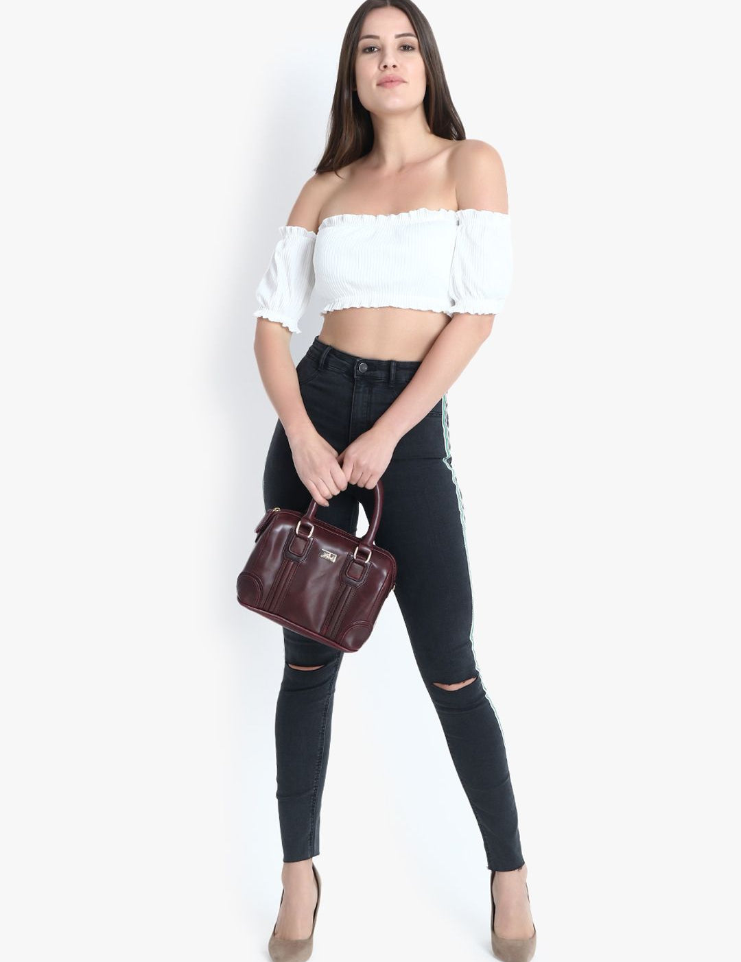 Kotty Women Black Skinny Fit High-Rise Slash Knee Stretchable Jeans