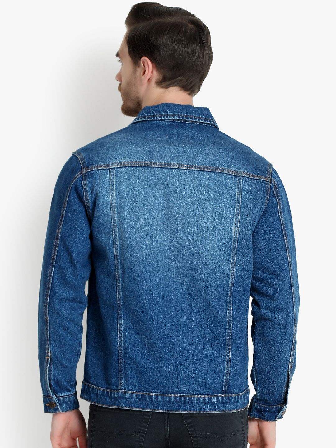 Kotty Men Blue Solid Denim Jacket
