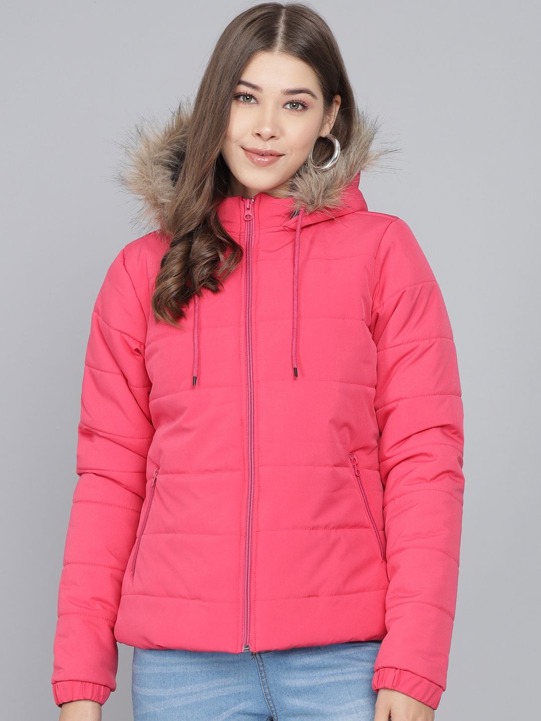 Kotty Women Pink Solid Lightweight Parka Jacket