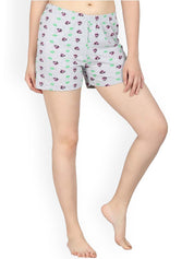 Kotty Women Grey & Pink Printed Lounge Shorts