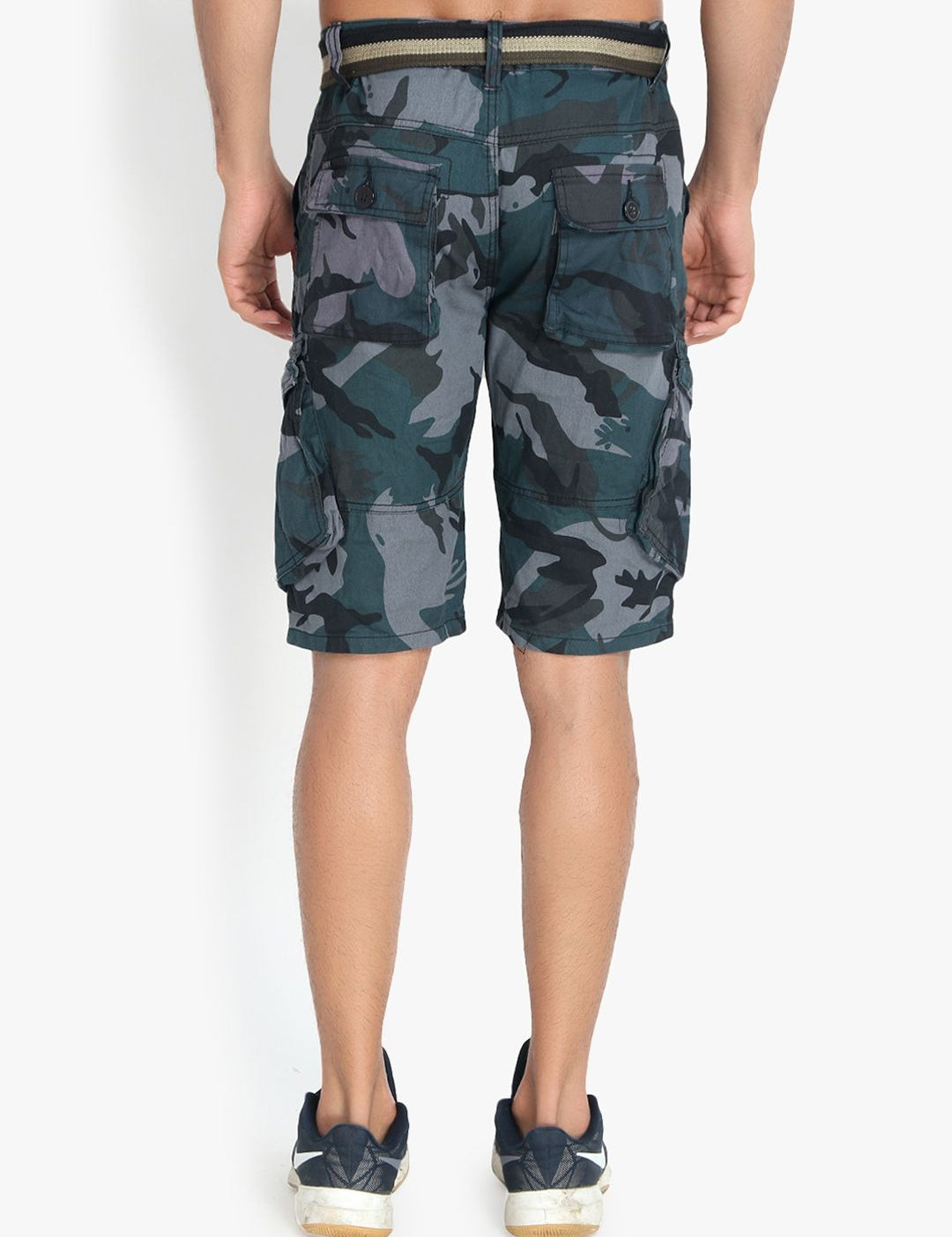 Kotty Men Teal Printed Regular Fit Cargo Shorts