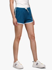 Kotty Women Blue Solid Regular Fit Knitted Hot Pants