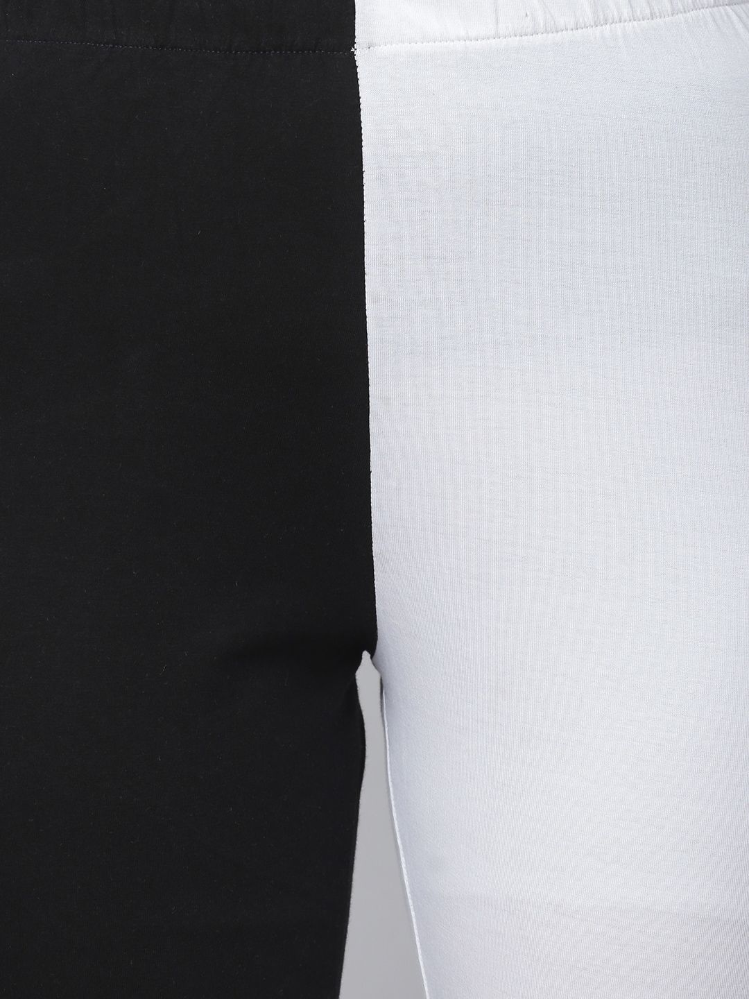 Kotty Women Black & White Colourblocked Straight-Fit Joggers