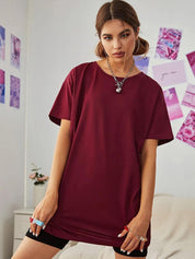 Kotty Drop-Down Shoulder Sleeves Round Neck T-Shirt