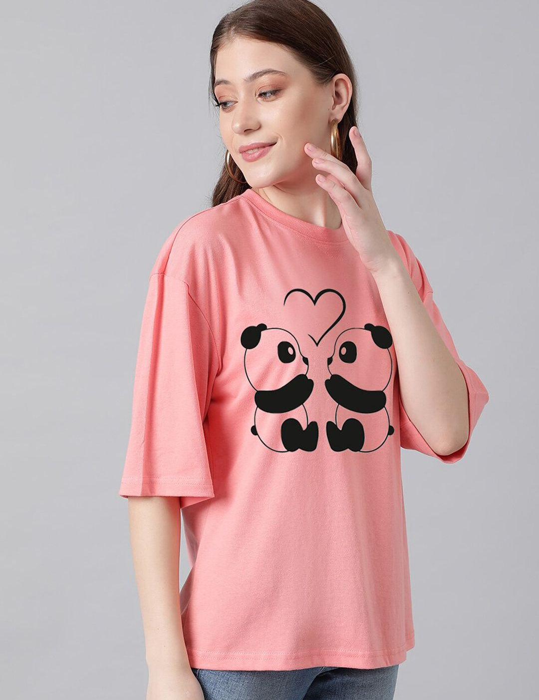 Kotty Graphic Printed Round Neck Drop-Shoulder Sleeves Oversized Fit Cotton T-Shirt