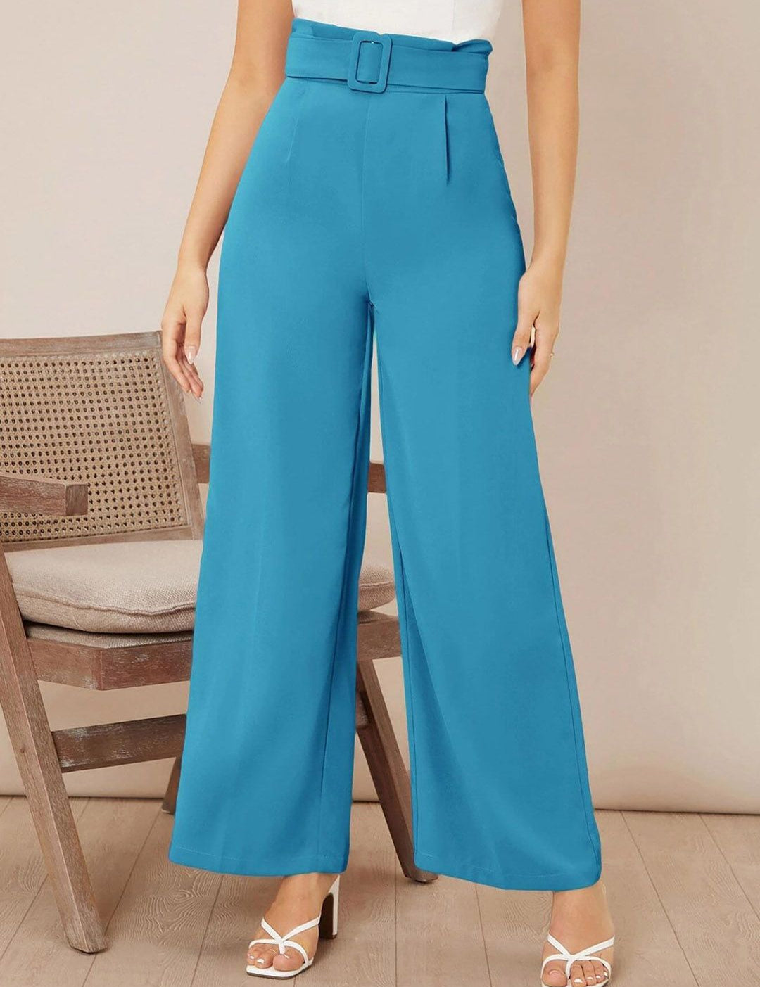 KOTTY BIZwear Women Relaxed High-Rise Easy Wash Pleated Parallel Trousers