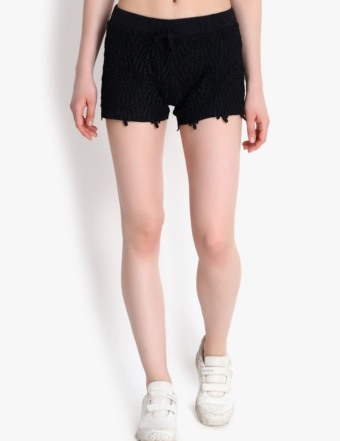 Kotty Women Black Self Design Regular Fit Regular Shorts