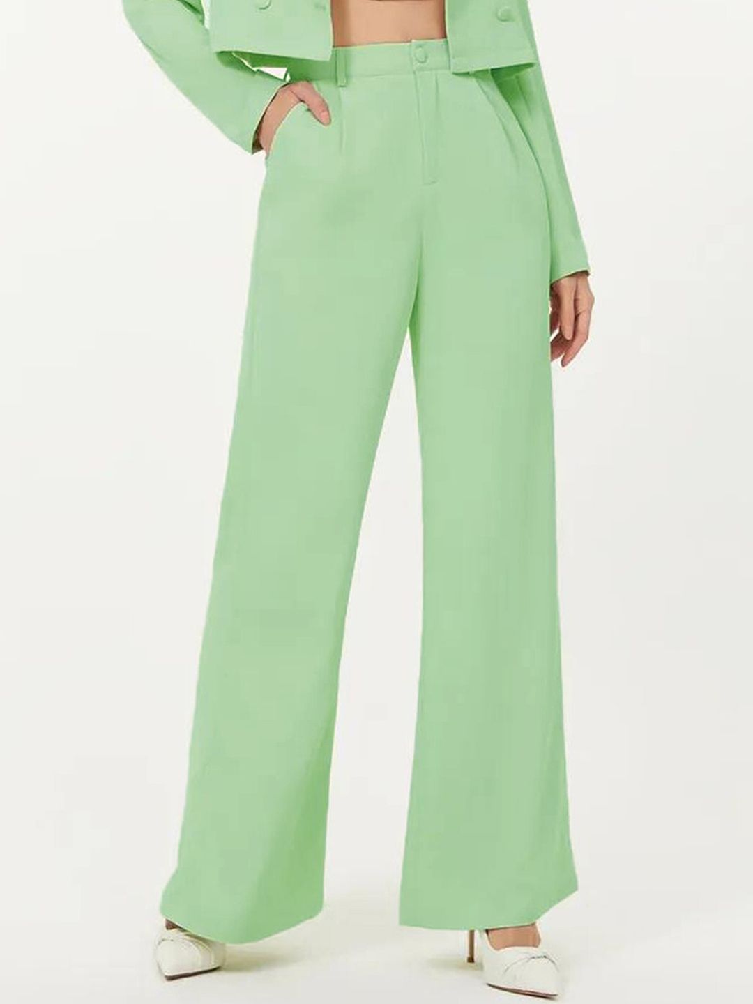 KOTTY BIZwear Green Notched Lapel Collar Blazer & Trousers