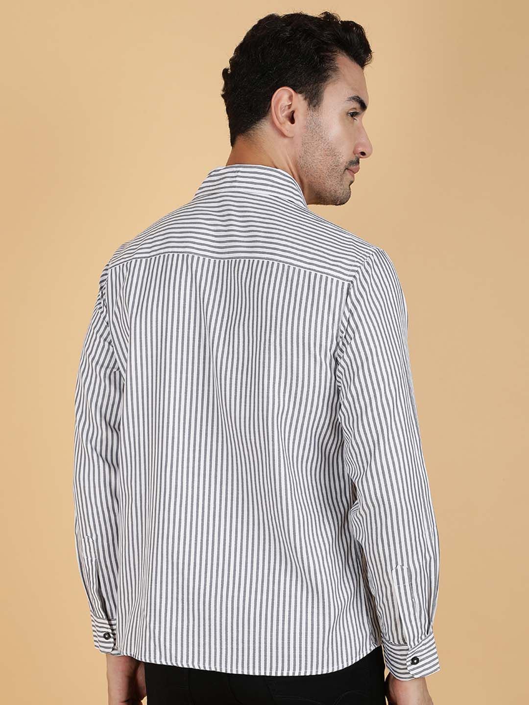 Kotty Men Relaxed Fit Spread Collar Striped Casual Shirt