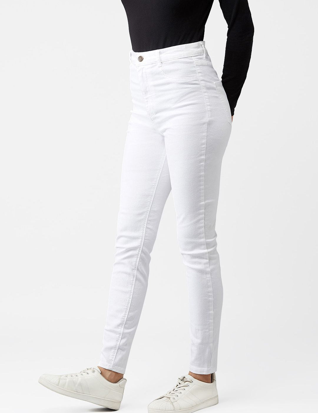 Kotty Women White Skinny Fit High-Rise Clean Look Jeans