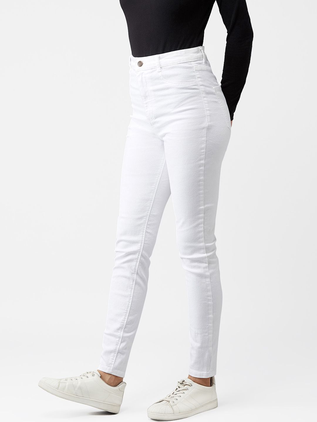 Kotty Women White Skinny Fit High-Rise Clean Look Jeans