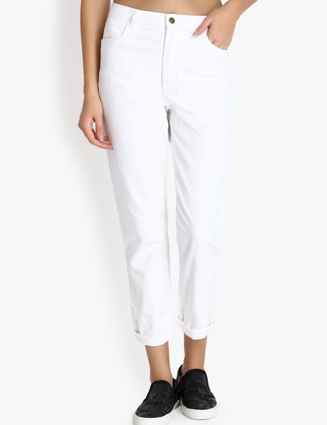 Kotty Women White Skinny Fit High-Rise Clean Look Stretchable Jeans