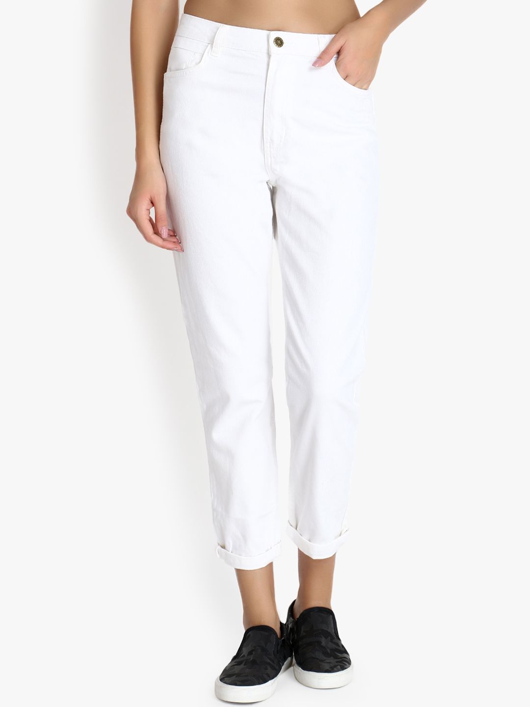 Kotty Women White Skinny Fit High-Rise Clean Look Stretchable Jeans