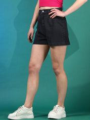 Stylecast X KOTTY Basics Women High-Rise Denim Shorts