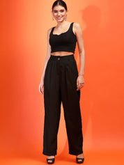 Kotty Women Straight Fit High-Rise Easy Wash Pleated Trousers