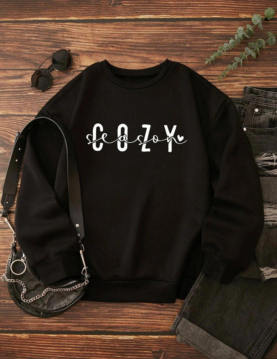 Kotty Typography Printed Fleece Sweatshirt