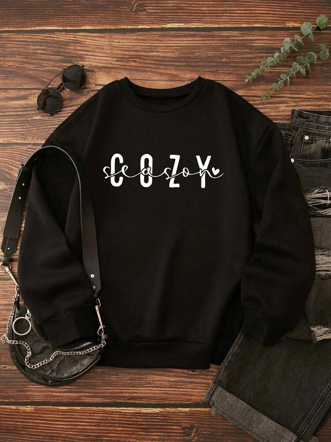 Kotty Typography Printed Fleece Sweatshirt