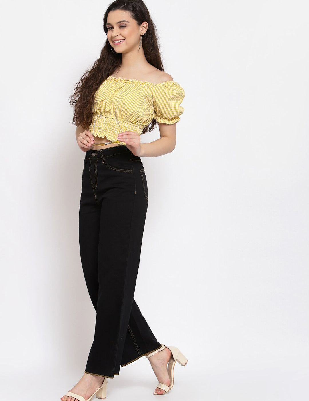 Kotty Women Black Flared High-Rise Jeans