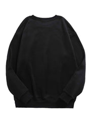 Kotty Black Graphic Printed Round Neck Pullover Sweatshirt
