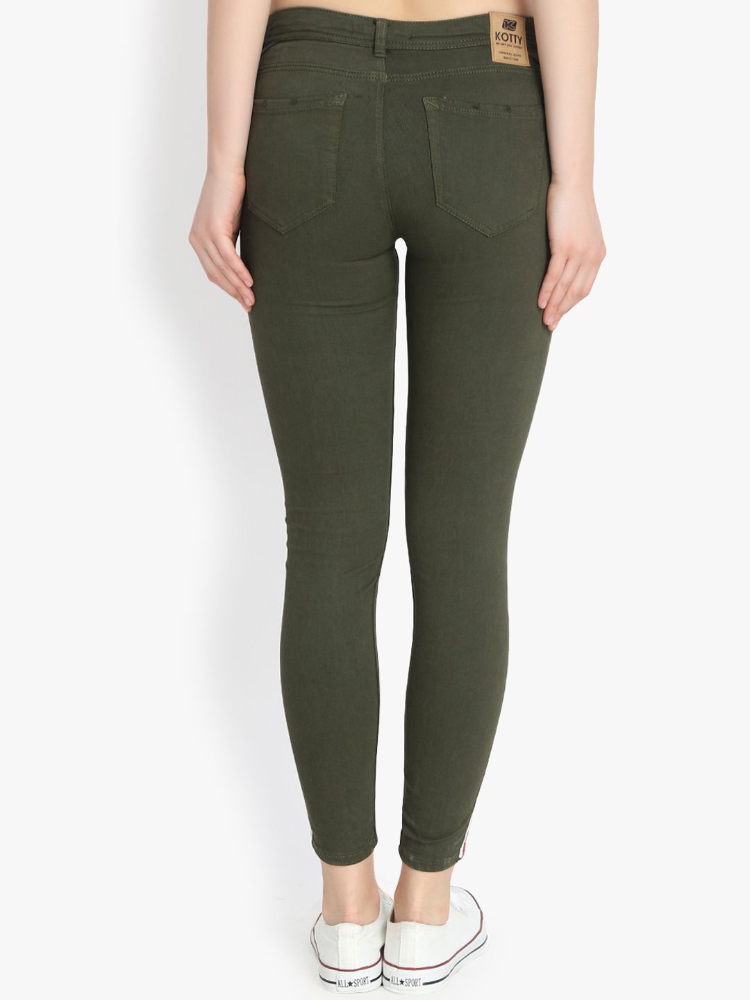 Kotty Women Olive Green Skinny Fit High-Rise Clean Look Stretchable Jeans