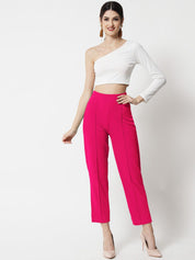 Kotty Women Relaxed Straight Fit High-Rise Easy Wash Trousers