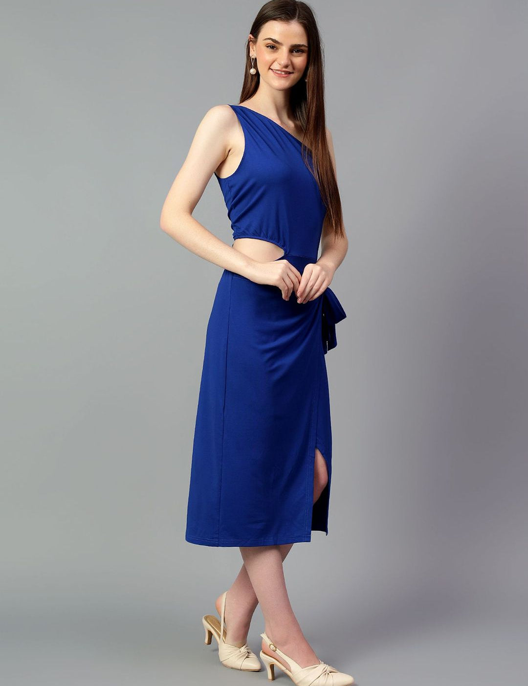 Kotty One Shoulder Sheath Midi Dress