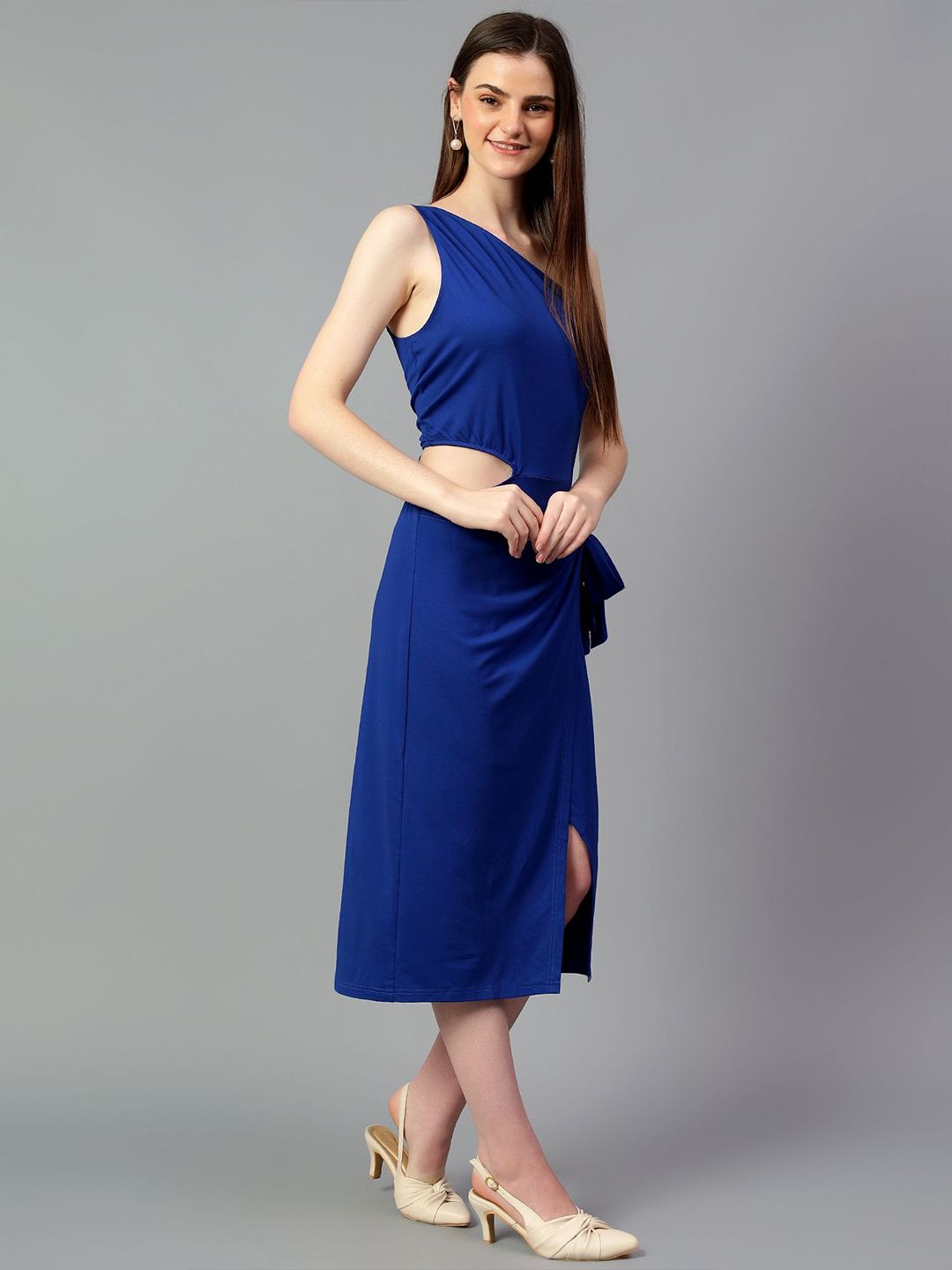 Kotty One Shoulder Sheath Midi Dress