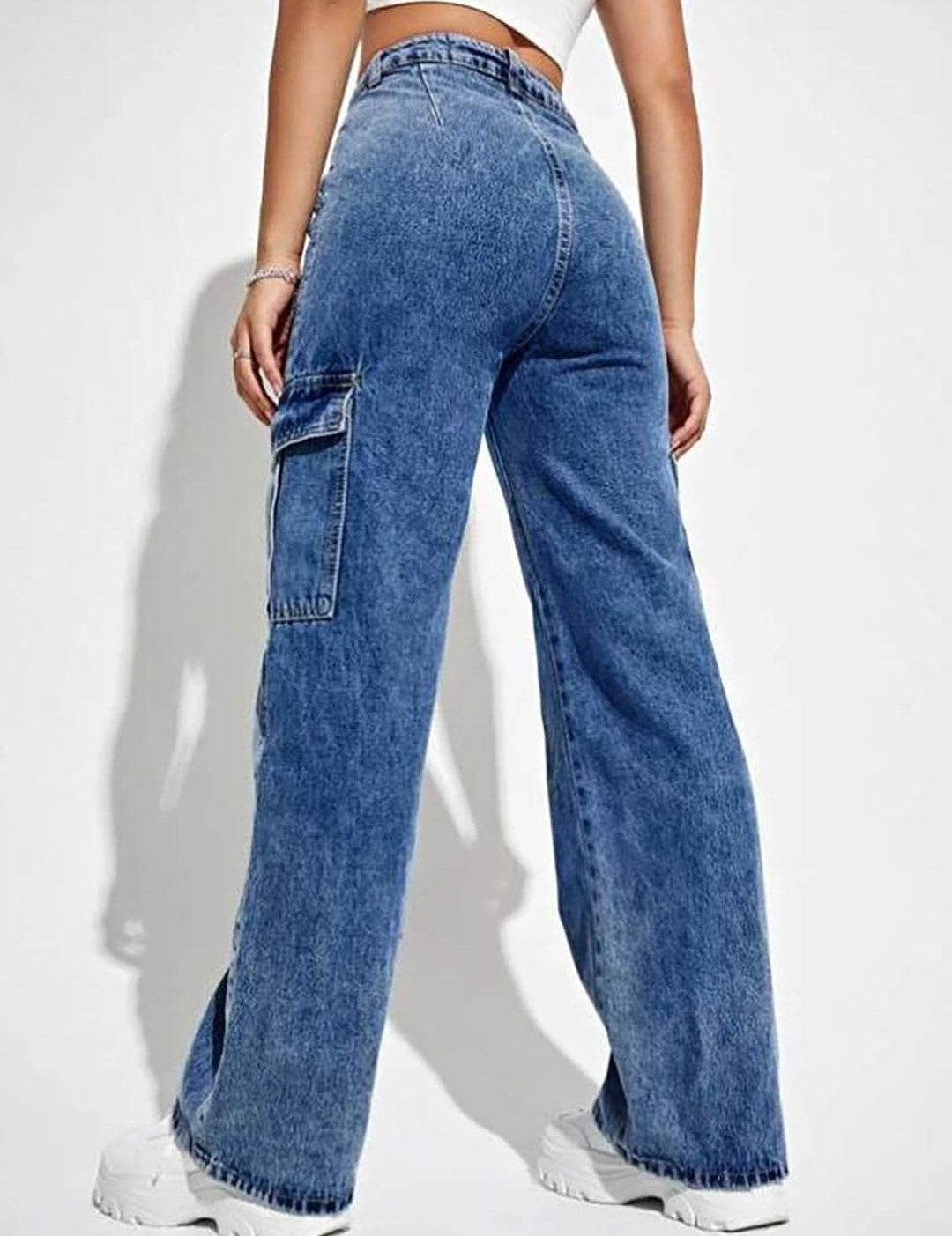 Kotty Women Blue Jean Straight Fit High Rise Clean Look Stretchable Jeans