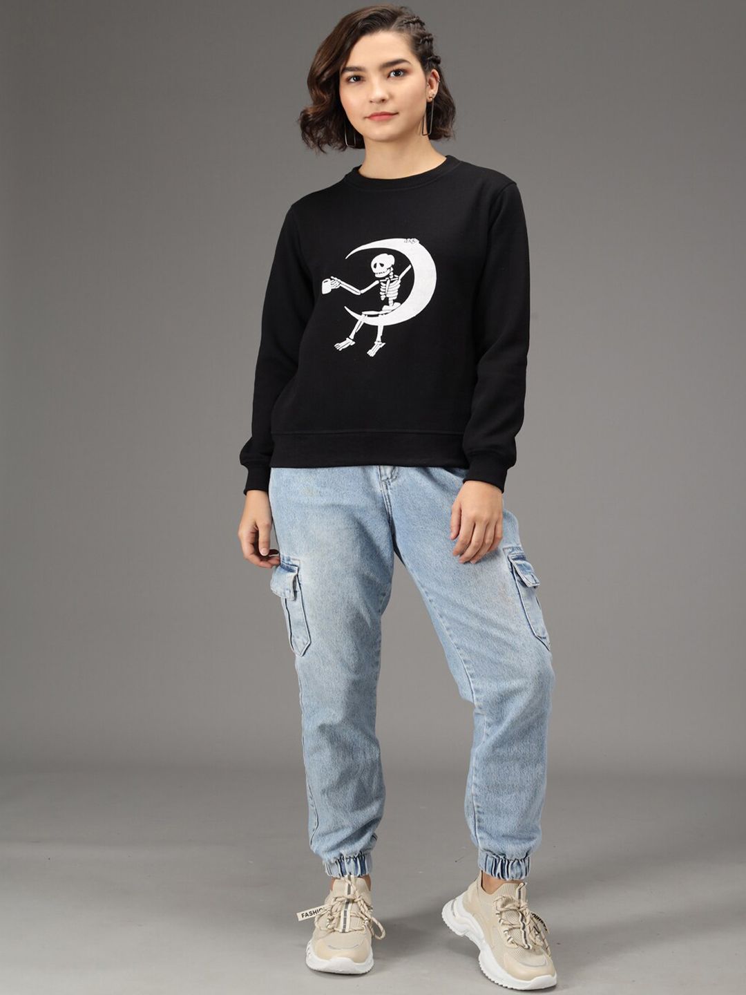 Kotty Women Black Printed Sweatshirt