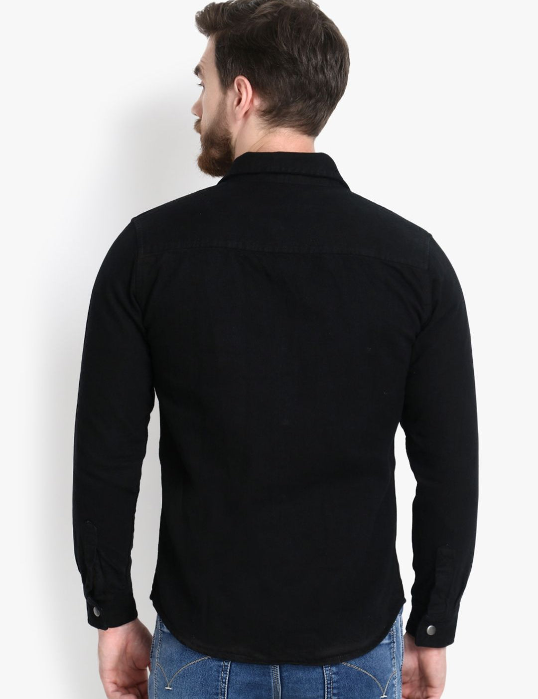 Kotty Men Black Solid Lightweight Denim Jacket