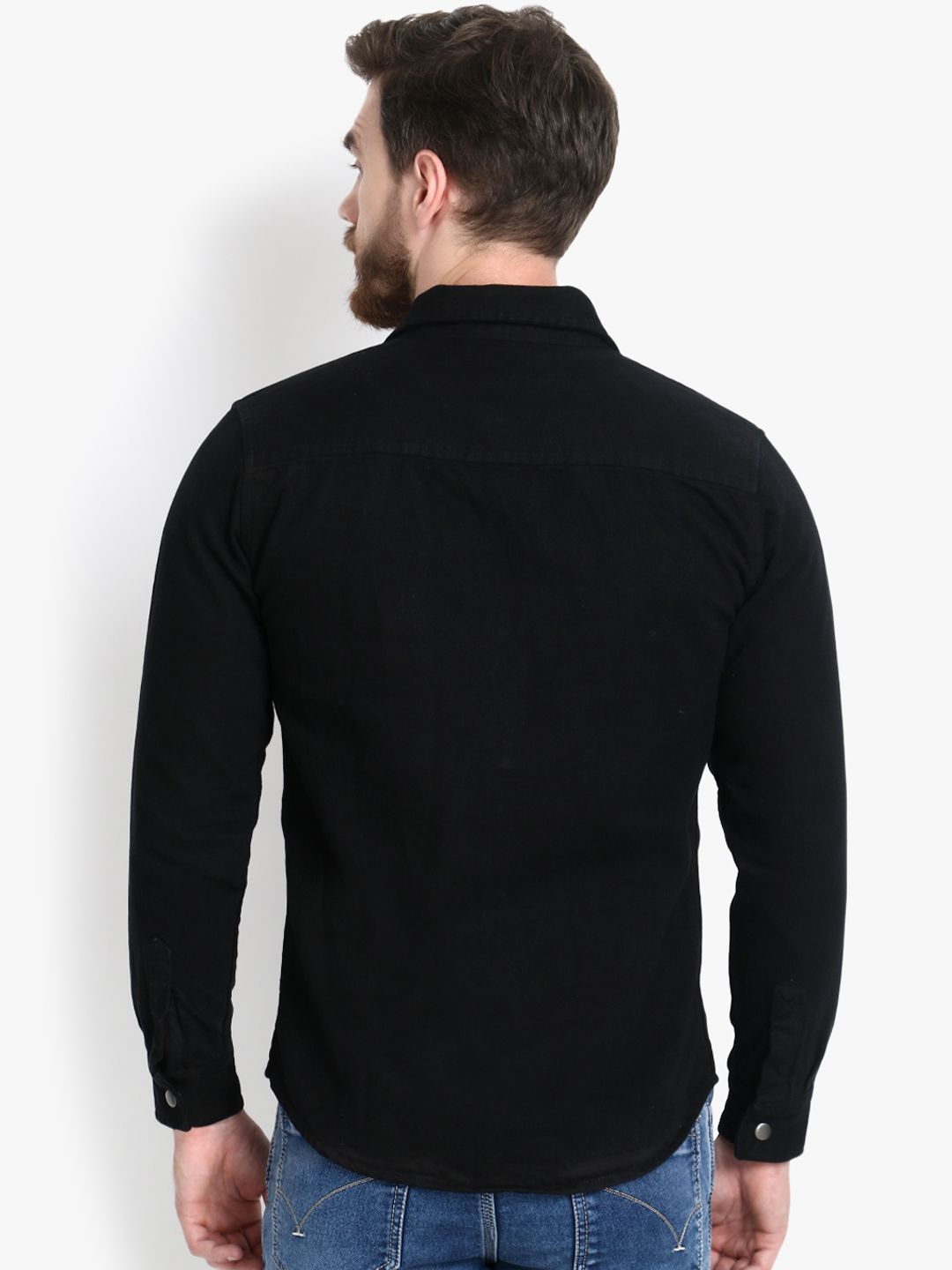 Kotty Men Black Solid Lightweight Denim Jacket