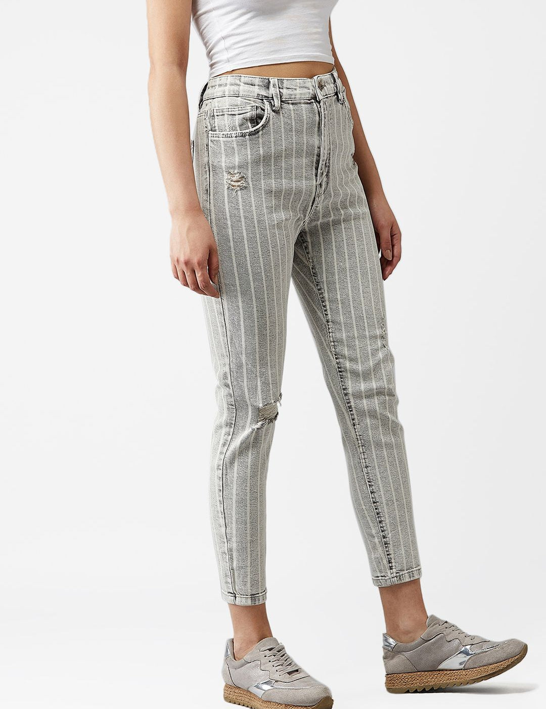 Kotty Women Grey Skinny Fit High-Rise Mildly Distressed Jeans