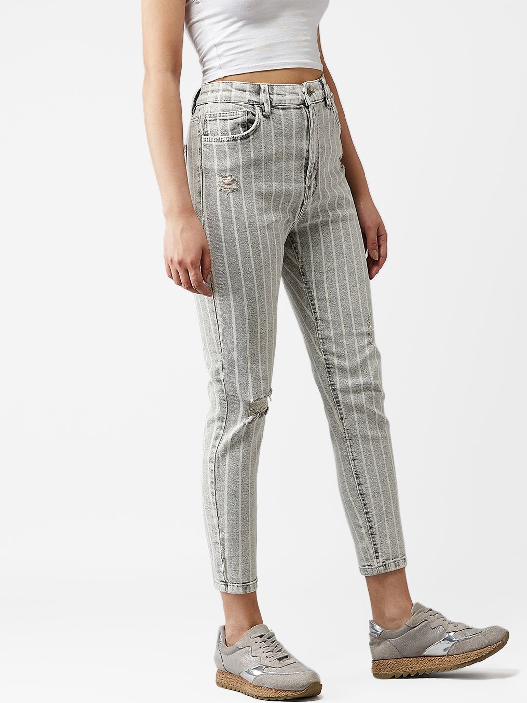 Kotty Women Grey Skinny Fit High-Rise Mildly Distressed Jeans