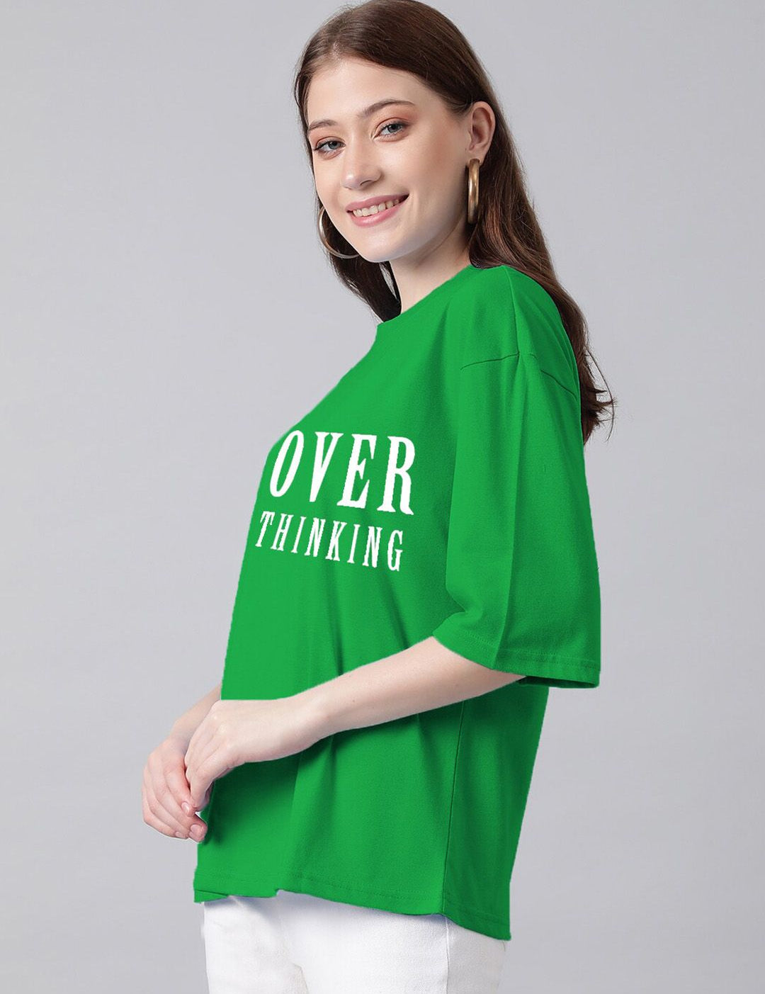 Kotty Typography Printed Drop-Shoulder Sleeves Oversized T-shirt
