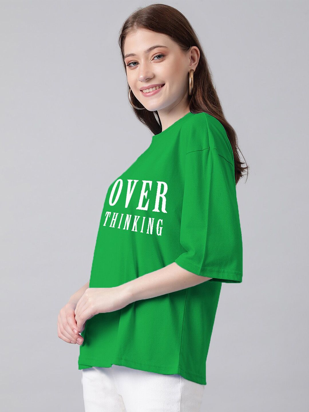 Kotty Typography Printed Drop-Shoulder Sleeves Oversized T-shirt