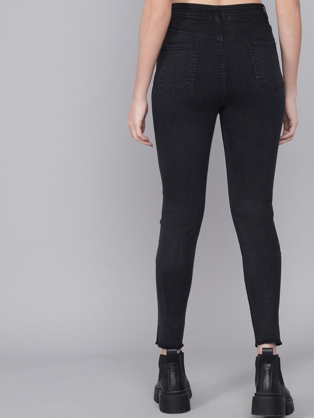 Kotty Women Blue Skinny Fit High-Rise Low Distress Jeans