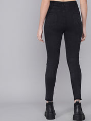Kotty Women Blue Skinny Fit High-Rise Low Distress Jeans