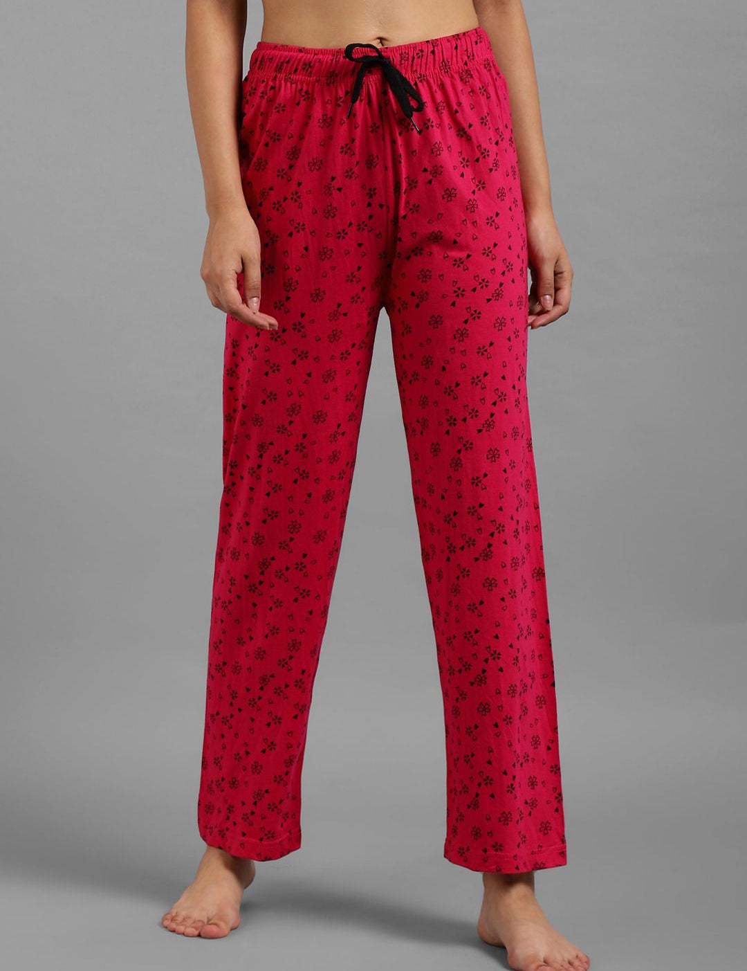 Kotty Women Pink & Black Floral Print Lounge Pants