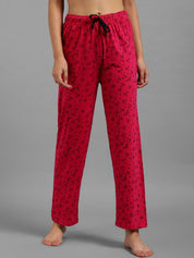 Kotty Women Pink & Black Floral Print Lounge Pants