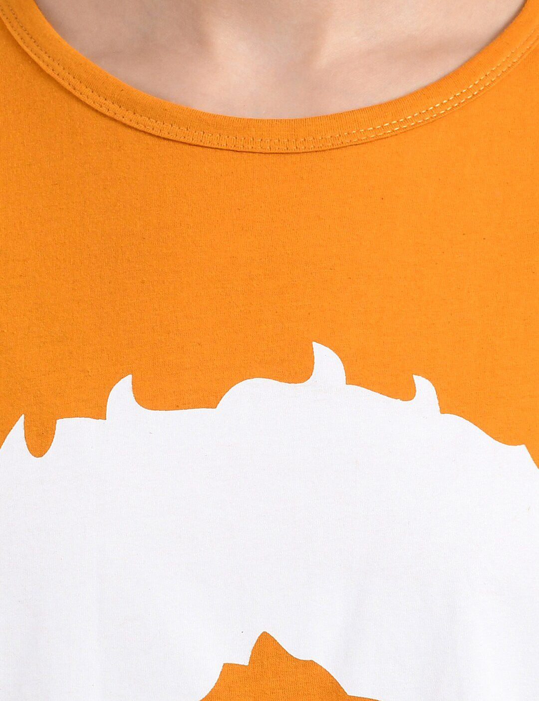 Kotty Women Yellow & White Printed Round Neck T-shirt