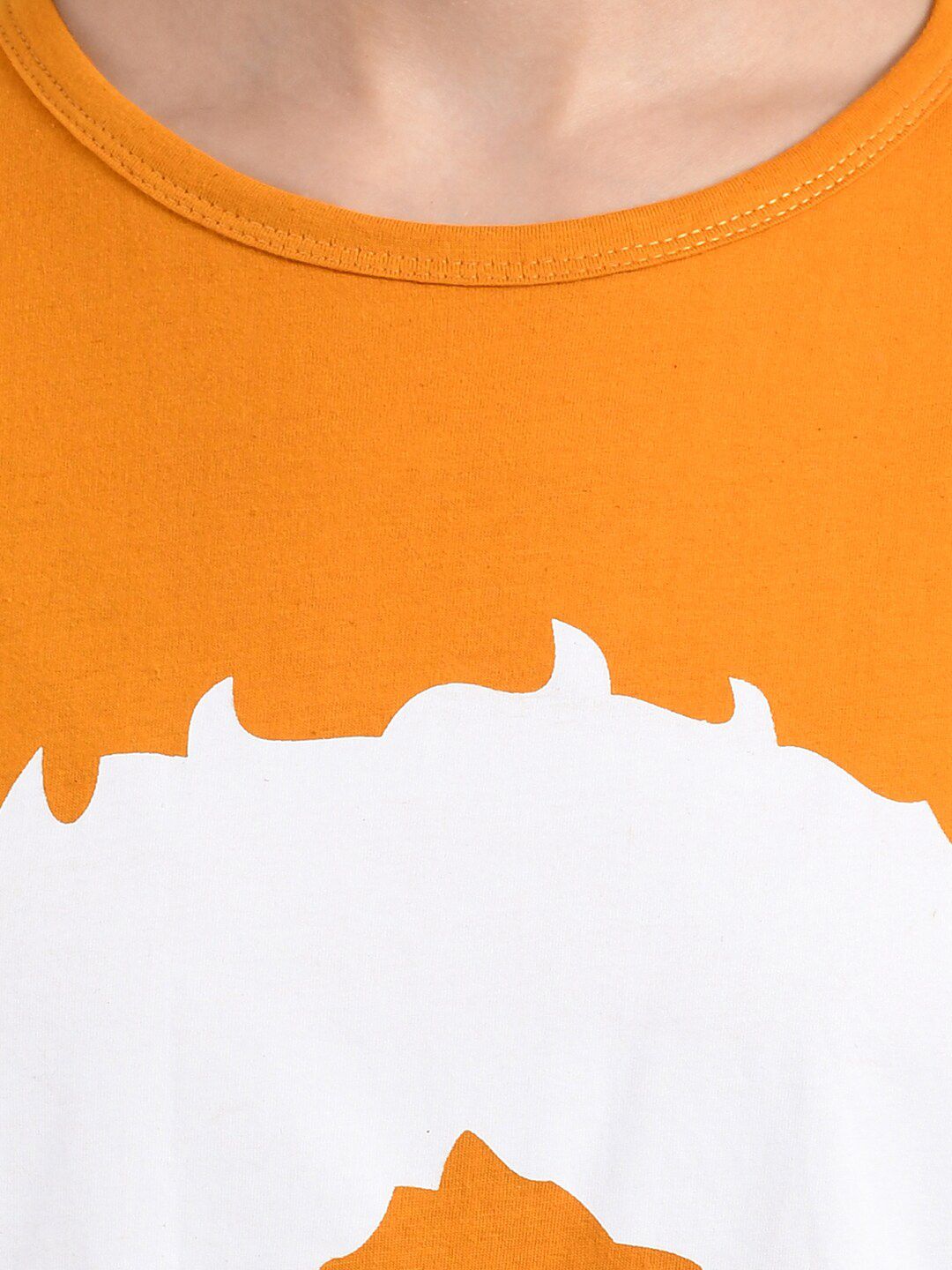 Kotty Women Yellow & White Printed Round Neck T-shirt